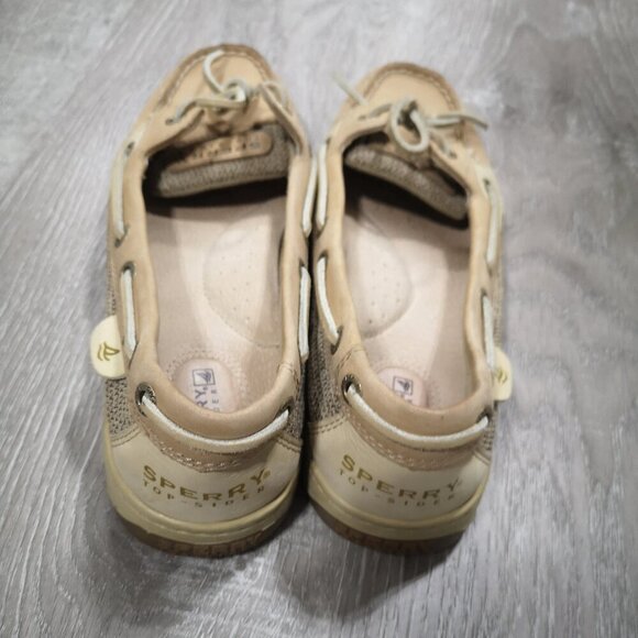 Sperry Top-Sider Ladies Size 7M Tan & Beige Leather & Synthetic Upper Boat Shoes - Picture 5 of 8